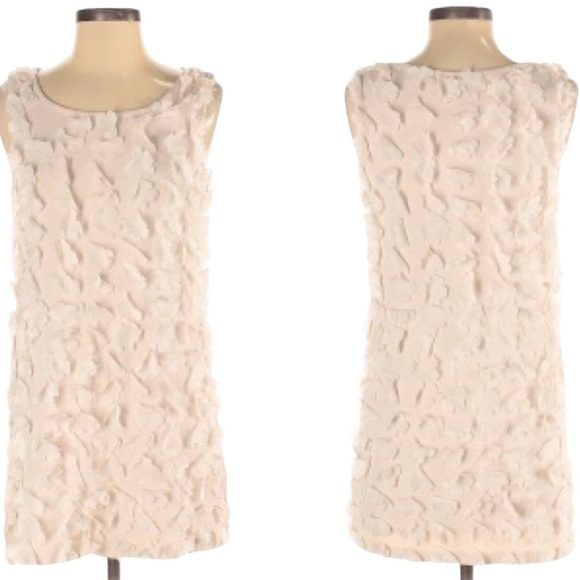 H&M Dresses & Skirts - H&M Sleeveless Shift Dress With 3D Floral Appliqué Cream Size Small